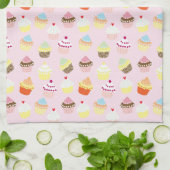 Serviette de cuisine de la fête de Cupcake (Plié)