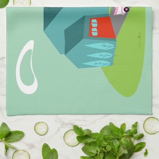 Serviette de cuisine de la maison de banlieue (Plié)