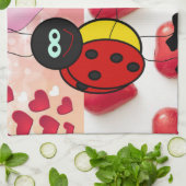 Serviette de cuisine de la Saint Valentin, Ladybug (Plié)