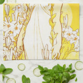 Serviette de cuisine de lis d'Alphonse Mucha (Plié)