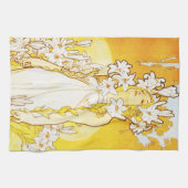 Serviette de cuisine de lis d'Alphonse Mucha (Horizontal)