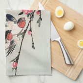 Serviette de cuisine de lune, d'hirondelles et de (Quart Plié)