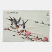 Serviette de cuisine de lune, d'hirondelles et de (Horizontal)