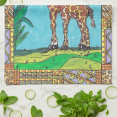 Serviette de cuisine de maman et de bébé de girafe (Plié)