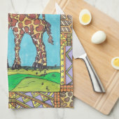 Serviette de cuisine de maman et de bébé de girafe (Quart Plié)
