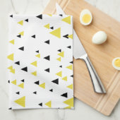 Serviette de cuisine de Motif géométrique jaune et (Quart Plié)