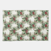 Serviette de cuisine de Noël aux baies rouges (Horizontal)