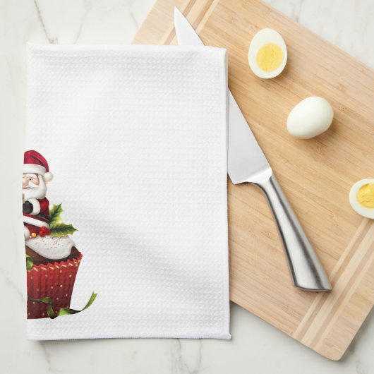 Serviette de cuisine de Noël avec Père Noël sur Cu (Quart Plié)