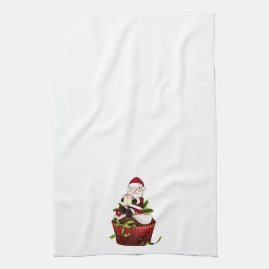 Serviette de cuisine de Noël avec Père Noël sur Cu (Vertical)