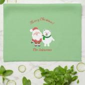 Serviette de cuisine de Noël avec Santa et ours (Plié)
