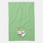 Serviette de cuisine de Noël avec Santa et ours (Vertical)
