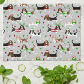 Serviette de cuisine de Noël Basset Hound (Plié)