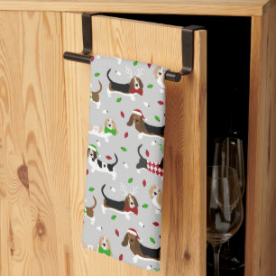 Serviette de cuisine de Noël Basset Hound