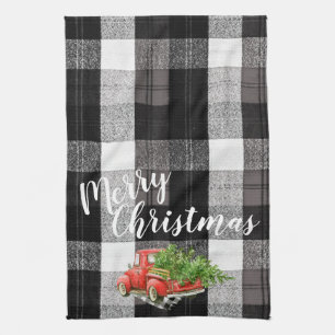 Serviette de cuisine de Noël Camion Rouge XMAS Pla