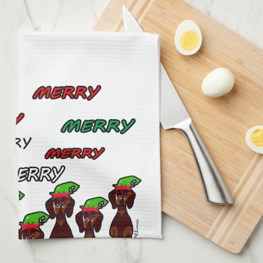 Serviette de cuisine de Noël de beaucoup joyeuse (Quart Plié)