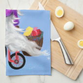 Serviette de cuisine de Noël Gnome avec vélo et ca (Quart Plié)