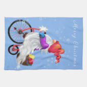 Serviette de cuisine de Noël Gnome avec vélo et ca (Horizontal)