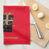 Serviette de cuisine de Noël Joyeux cadeaux de Noë (Quart Plié)