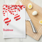 Serviette de cuisine de Noël Joyeux ornements de N (Quart Plié)
