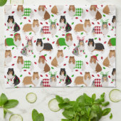 Serviette de cuisine de Noël Rough Collie (Plié)