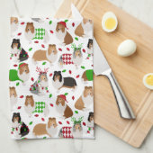 Serviette de cuisine de Noël Rough Collie (Quart Plié)