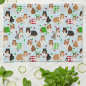 Serviette de cuisine de Noël Rough Collie (Plié)