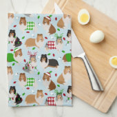 Serviette de cuisine de Noël Rough Collie (Quart Plié)