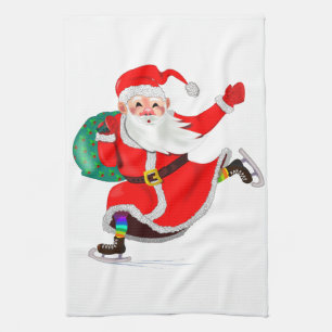 Serviette de cuisine de Noël Santa Claus avec cade