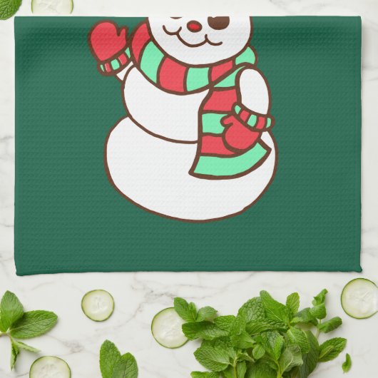 Serviette de cuisine de Noël Snowman (Plié)