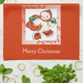 Serviette de cuisine de Noël vintage Snowman (Plié)