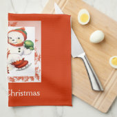 Serviette de cuisine de Noël vintage Snowman (Quart Plié)