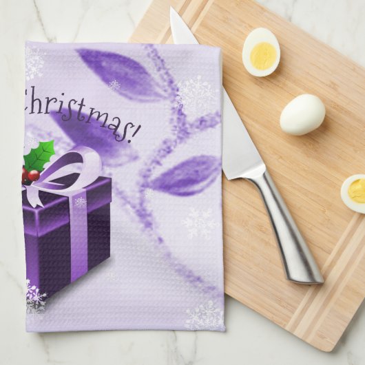 Serviette de cuisine de Noël violet (Quart Plié)