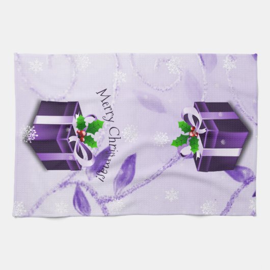 Serviette de cuisine de Noël violet (Horizontal)
