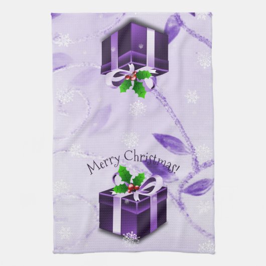 Serviette de cuisine de Noël violet (Vertical)