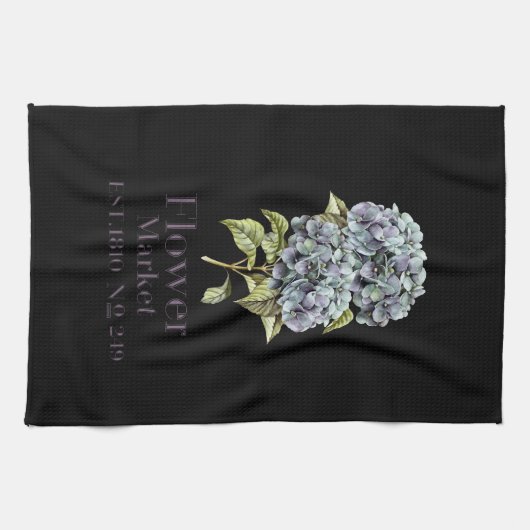 Serviette de cuisine de noir du marché de fleur (Horizontal)