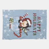 Serviette de cuisine de pingouin de Noël (Horizontal)