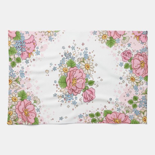 Serviette de cuisine de rose de thé (rose) (Horizontal)