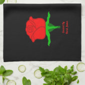 Serviette de cuisine de rose rouge je t'aime (Plié)