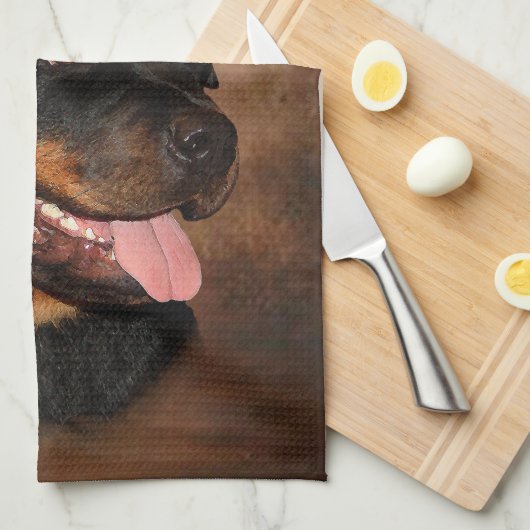 Serviette de cuisine de rottweiler (Quart Plié)