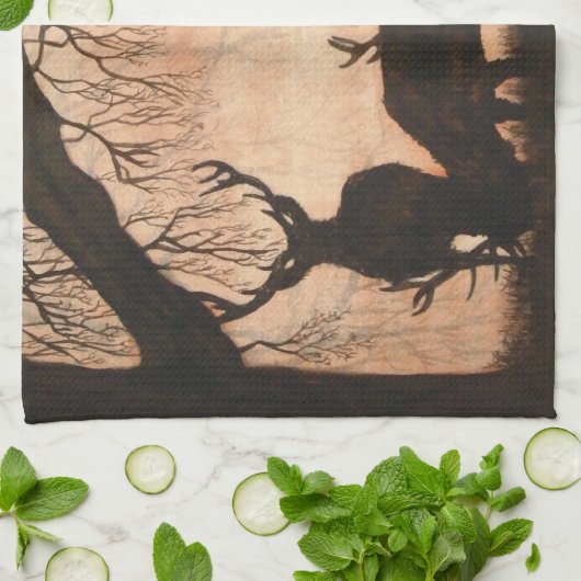 Serviette de cuisine de scène de cerfs communs (Plié)