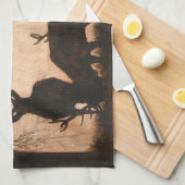 Serviette de cuisine de scène de cerfs communs (Quart Plié)