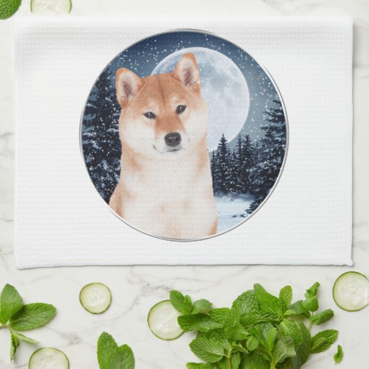 Serviette de cuisine de Shiba Inu (Plié)