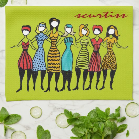 Serviette de cuisine de soeurs (Plié)