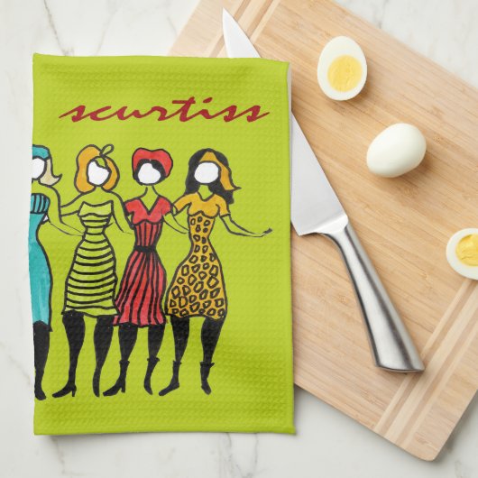 Serviette de cuisine de soeurs (Quart Plié)