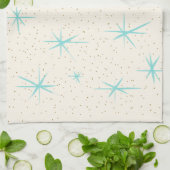Serviette de cuisine de Starbursts de turquoise (Plié)
