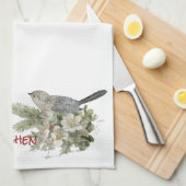 Serviette de cuisine de thé de Chickadee de Noël (Quart Plié)