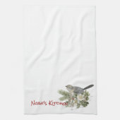 Serviette de cuisine de thé de Chickadee de Noël (Vertical)