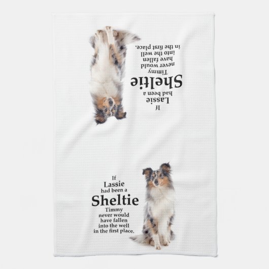 Serviette de cuisine de Timmy's Blue Merle Sheltie (Vertical)