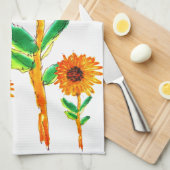 Serviette de cuisine de tournesol mignonne et colo (Quart Plié)