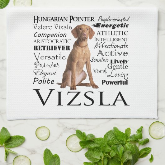 Serviette de cuisine de traits de Vizsla (Plié)